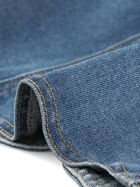 🆕 Denim Jacket for Women's Collarless Cardigan 3/4 Sleeve Crop Jean Jackets - Picture 5 of 7